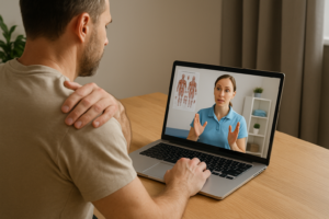 mężczyzna na telerehabilitacji