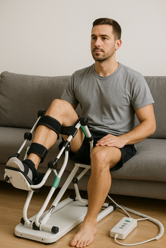 mężczyzna ćwiczący z pomocą szyny cpm