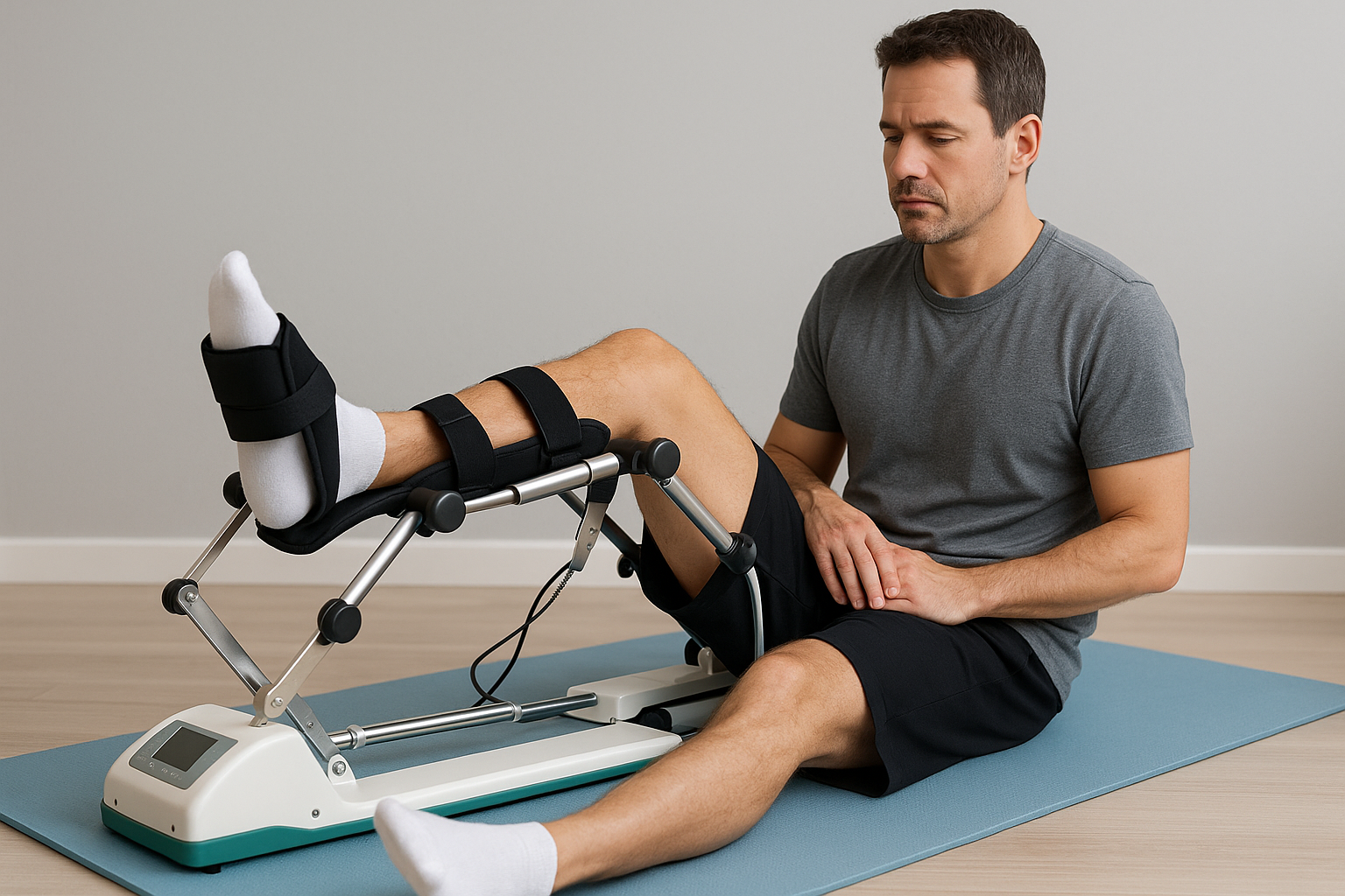 mężczyzna, który ćwiczy z pomocą szyny cpm